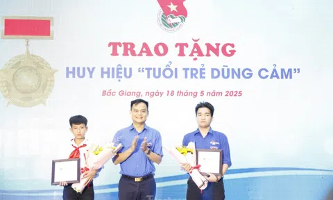 Bắc Giang trao huy hiệu 'Tuổi trẻ dũng cảm' cho đoàn viên và học sinh cứu người