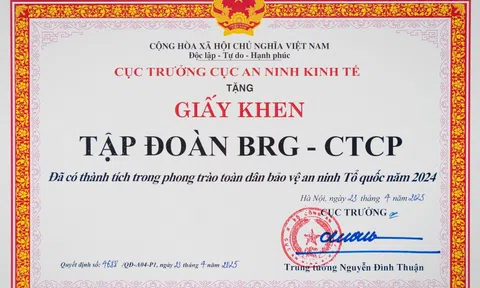 Tập đoàn BRG nhận giấy khen trong phong trào 'Toàn dân Bảo vệ An ninh Tổ quốc năm 2024'