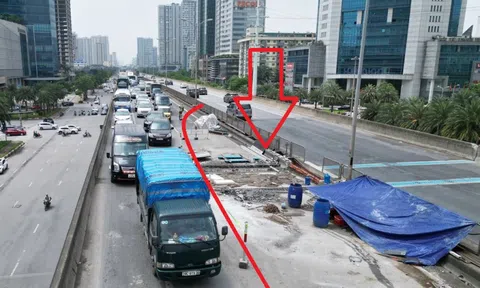 Đường Vành đai 3 ùn tắc nhưng công trường ‘vắng bóng’ công nhân
