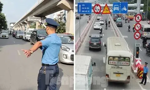 Hà Nội tách dòng ô tô, xe máy bằng dải phân cách cứng trên đường Phạm Văn Đồng và Võ Chí Công