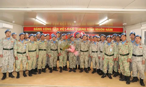 Lễ kết nạp Đảng đặc biệt của những chiến sĩ 'mũ nồi xanh' tại châu Phi