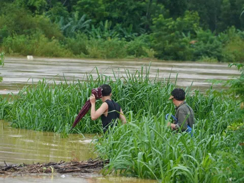 Người dân đổ xô ra ven bờ sông bắt dế mùa lũ