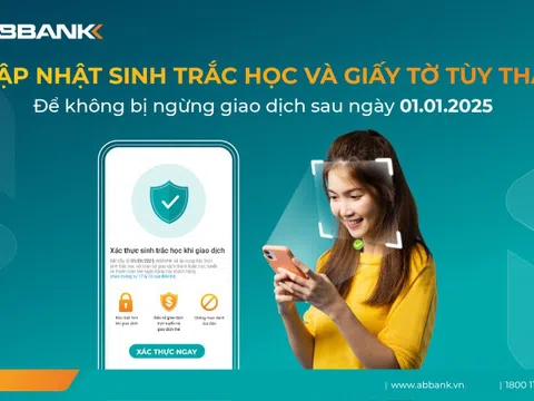 ABBANK thông báo áp dụng sinh trắc học cho toàn bộ giao dịch ngân hàng