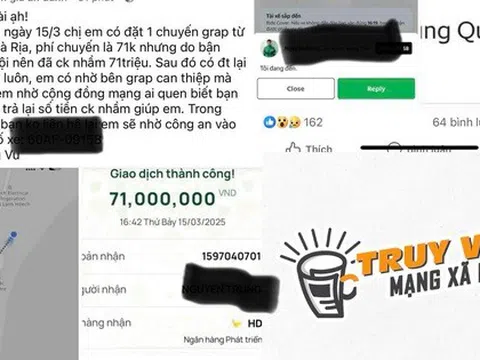 Đi grab chuyển nhầm 71 triệu đồng, hiện không liên lạc được với tài xế