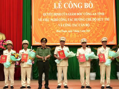 Hơn 30 lãnh đạo cấp phòng, đội của Công an tỉnh Bình Thuận nghỉ hưu trước tuổi
