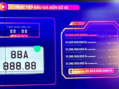 Biển số 88A-888.88 có giá trúng đấu giá hơn 21 tỷ đồng