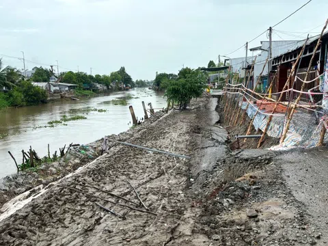 Liên tiếp 3 vụ sạt lở ở An Giang, nhà dân cheo leo trên bờ vực