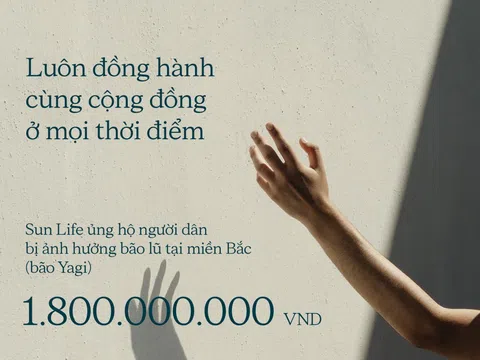 Sun Life Việt Nam đóng góp 1,8 tỉ đồng hỗ trợ người dân bị ảnh hưởng bởi bão Yagi và lũ lụt ở miền Bắc